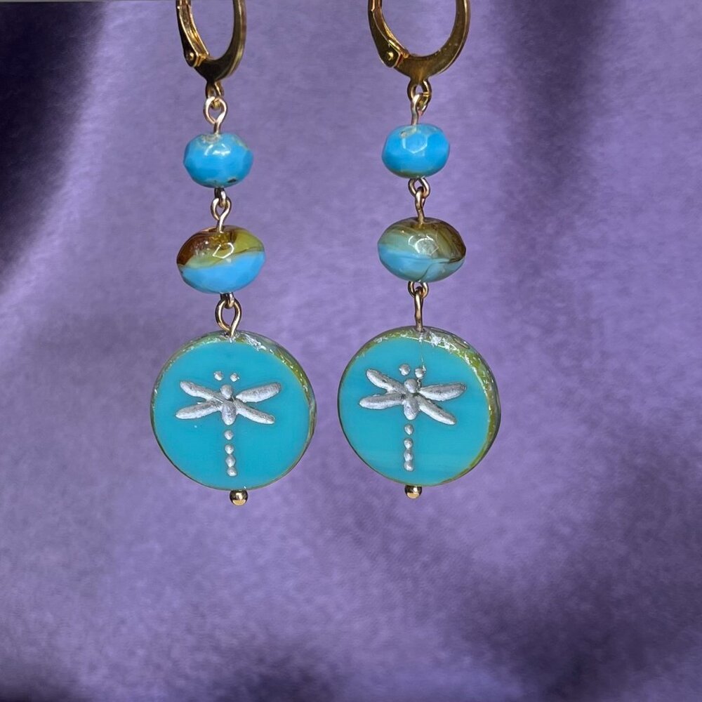Nature-Inspired Dragon Fly Dangle Earrings - Artisan - Picture 2 of 5